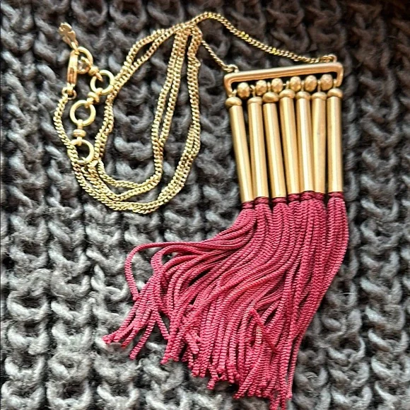 Lucky Brand Gold and Red Fringe Necklace - Picture 4 of 6